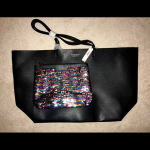 Victoria’s Secret Large Black Tote & Makeup Pouch